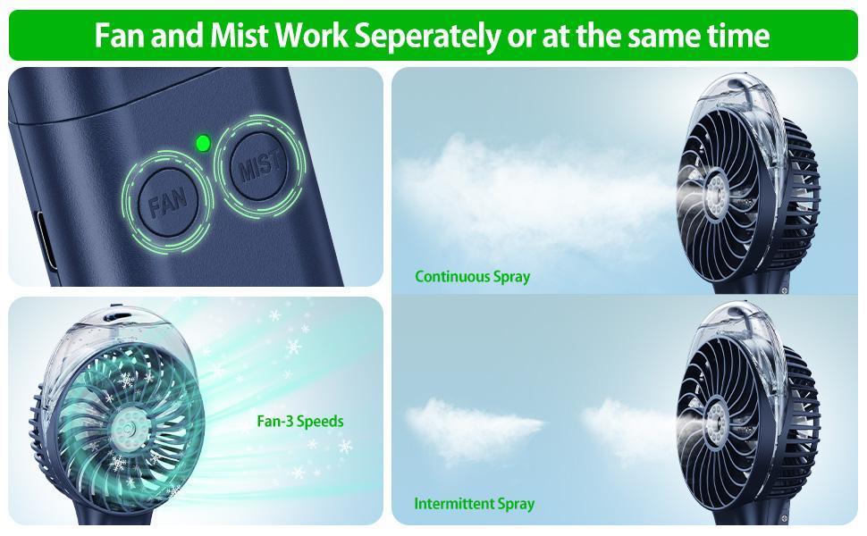 3000 MAh Battery Electric USB Mini Handheld Rechargeable Mist Fan